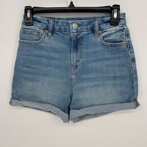 American Eagle Curvy Mom Short Denim Blue Stretch‎ Women's Size 0 Cuffed
